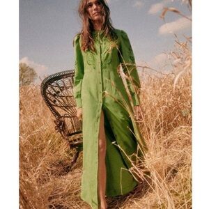 Sezane Selma Elegant Green Maxi Dress